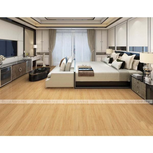 ảnh phối cảnh phòng ngủ gạch lát nền hoàn mỹ 60x60 vân gỗ 51003